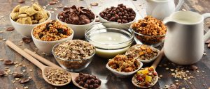 Composition with different sorts of breakfast cereal products